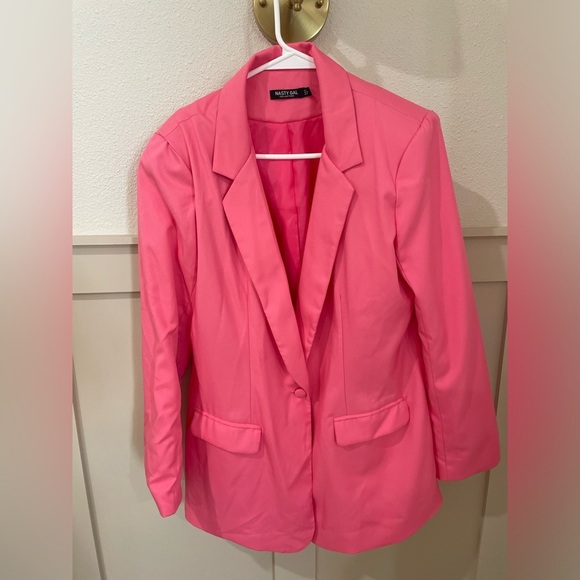 Nasty Gal Pink Blazer with Shoulder Pads Size 4 - Picture 1 of 6